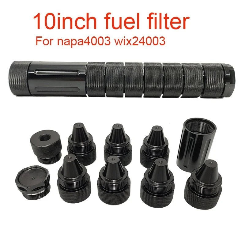 SCREW CONES 10″L FUEL FILTER KIT 1.58″OD ALUMINUM